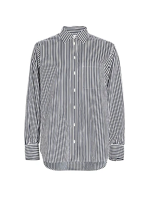 Striped Cotton Oversized Pocket Shirt