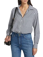 Striped Cotton Oversized Pocket Shirt