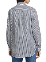 Striped Cotton Oversized Pocket Shirt