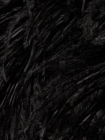 Double-Face Satin Feather-Cuff Minidress