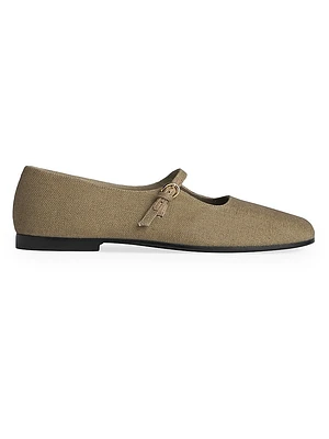 Square-Toe Cotton Mary Janes