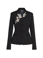 Embroidered Wool Blazer