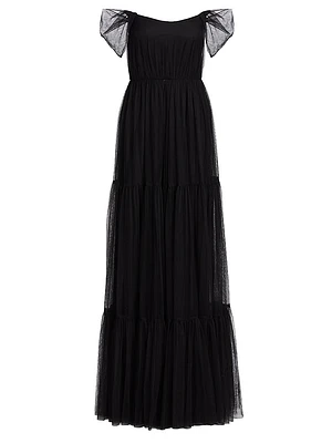 Ginny Tulle Off-the-Shoulder A-Line Gown