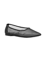 Alba Leather-Trimmed Mesh Ballet Flats