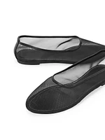 Alba Leather-Trimmed Mesh Ballet Flats