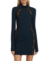 Lace-Panel Long-Sleeve Minidress