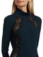 Lace-Panel Long-Sleeve Minidress
