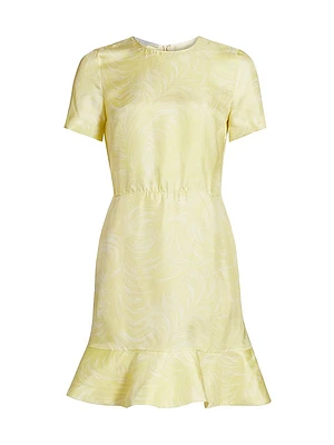 Feather Silk Flounce Minidress