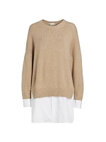 Merino & Cotton Poplin Sweater