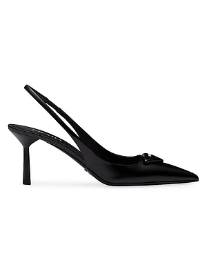 Brushed Leather Slingback Pumps
