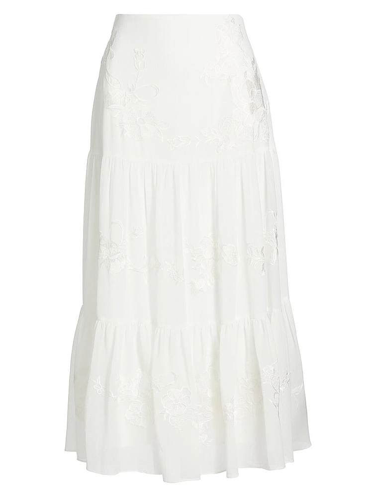 Harper Tiered Chiffon Midi-Skirt