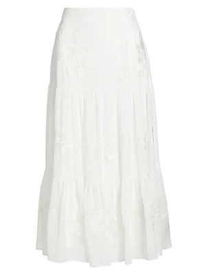 Harper Tiered Chiffon Midi-Skirt