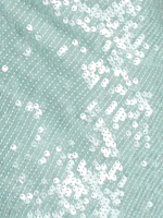 Sequin Viscose Cowlneck Midi-Dress