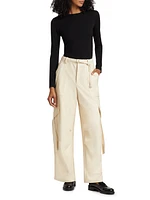 Stretch Faux Leather Utility Pants