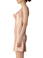 Silk Lamè Cowlneck Minidress