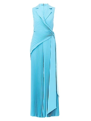 Pleated Crepe Sleeveless Jumpsuit