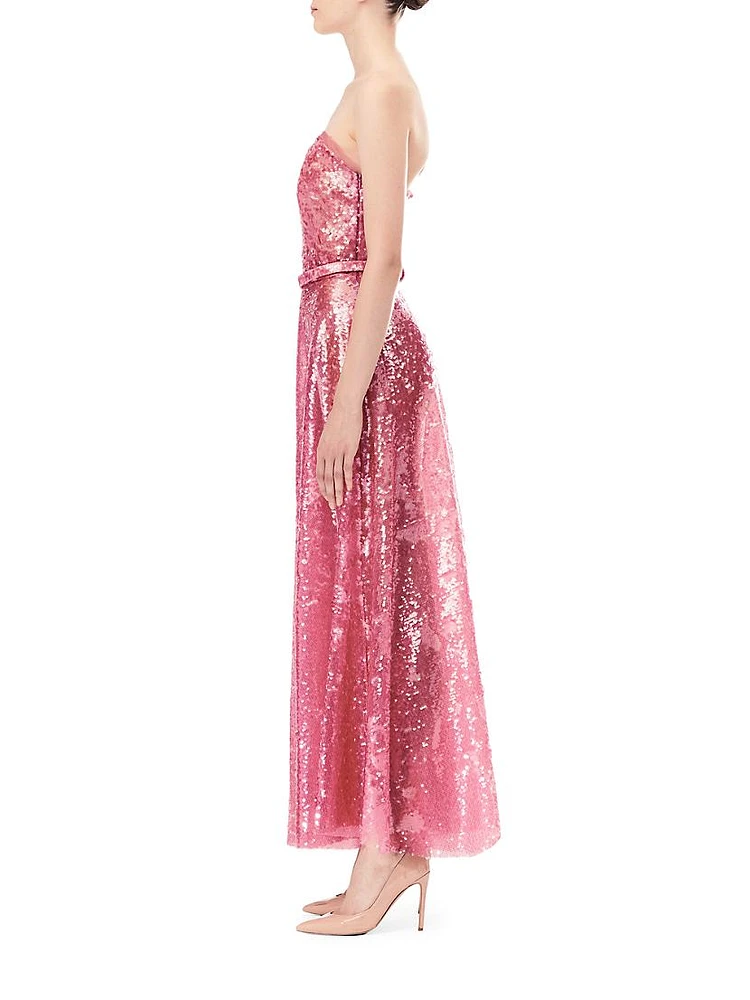 Sequined Strapless Maxi Dress