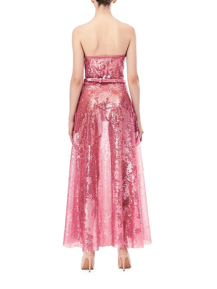 Sequined Strapless Maxi Dress