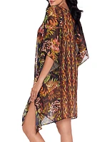 Botanico Metallic Chiffon Lace-Up Caftan
