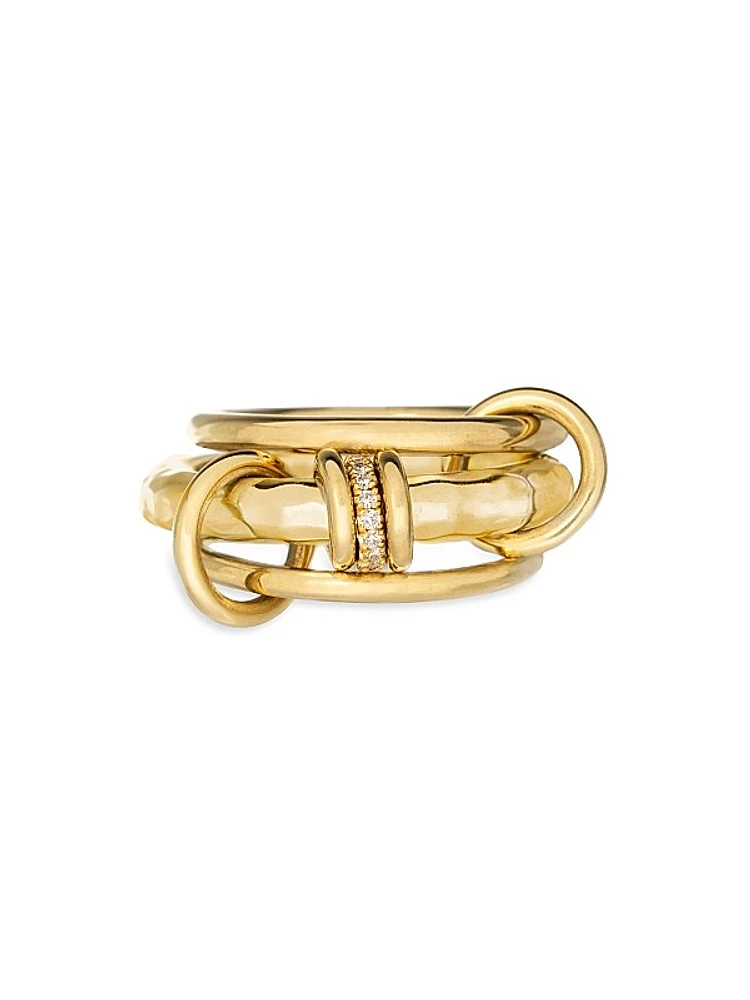 Gemini Vulcan 18K Yellow Gold & 0.09 TCW Diamond Three-Band Ring