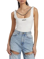 Embellished Logo Stretch-Cotton Tank Top