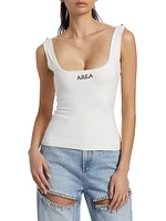 Embellished Logo Stretch-Cotton Tank Top