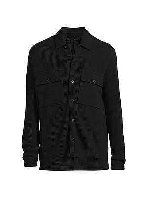 Cotton-Blend Waffle-Knit Shirt Jacket