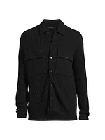 Cotton-Blend Waffle-Knit Shirt Jacket
