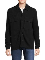 Cotton-Blend Waffle-Knit Shirt Jacket