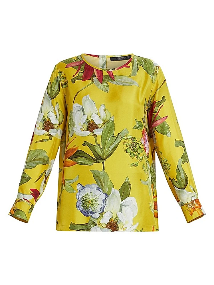 Plus Leandro Printed Silk Twill Blouse
