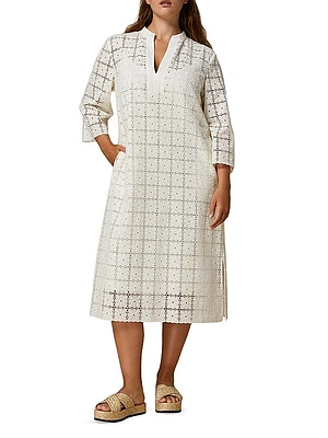 Plus Size Peana Broderie Cotton Midi-Dress