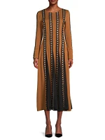 Embellshed Paneled Mesh Maxi Dress
