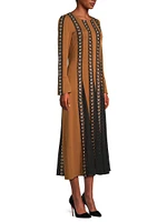 Embellshed Paneled Mesh Maxi Dress