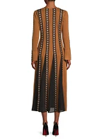 Embellshed Paneled Mesh Maxi Dress