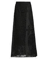 Textured Panel A-Line Maxi Skirt