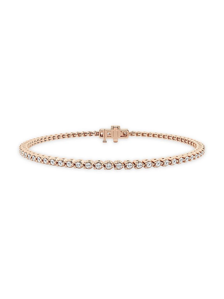 14K Rose Gold & Round Lab-Grown Diamond 3-Prong Tennis Bracelet/1.00-10.00 TCW
