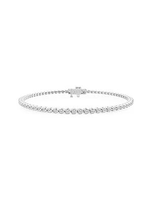 Platinum & Round Lab-Grown Diamond -Prong Tennis Bracelet/1.00-10.00 TCW