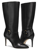 90MM Ring-Detailed Stiletto Leather Boots