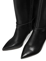 90MM Ring-Detailed Stiletto Leather Boots