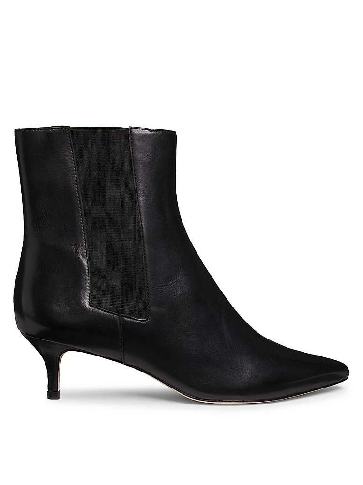 50MM Leather Kitten-Heel Booties