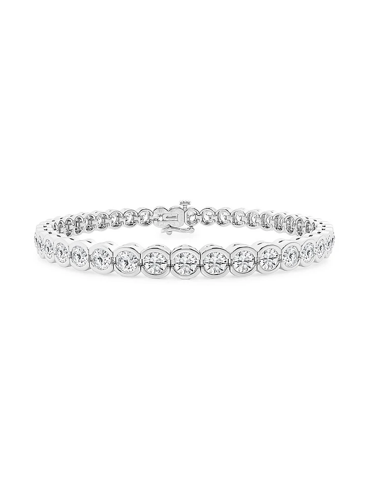 Platinum & Round Lab-Grown Diamond Bezel Tennis Bracelet/1.00-10.00 TCW