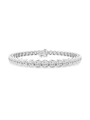 Platinum & Round Lab-Grown Diamond Bezel Tennis Bracelet/1.00-10.00 TCW