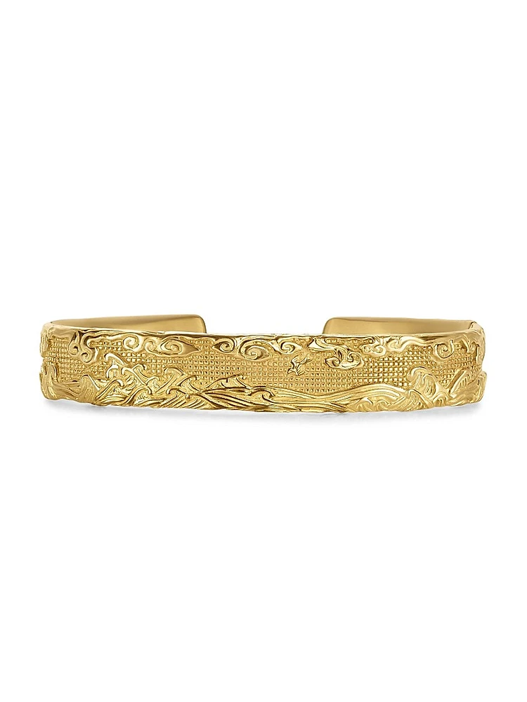 Waves Cuff Bracelet 18K Yellow Gold, 12MM