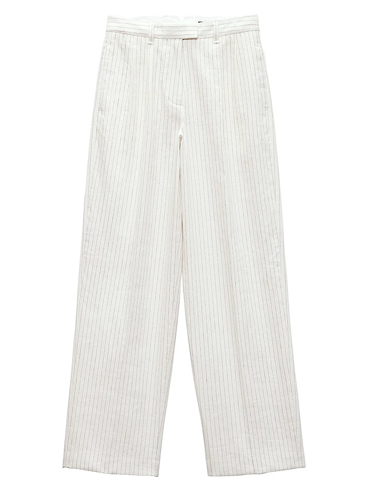 Newman Stripe Cotton-Linen Pants