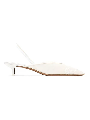 Irena Lace 40MM Slingback Kitten Heels