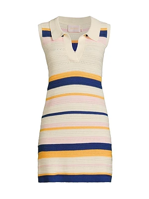 Azra Striped Pointelle Knit Minidress