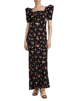 Floral Silk Crepe De Chine Gown