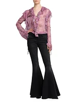 Floral Chiffon Ruffle Shirt
