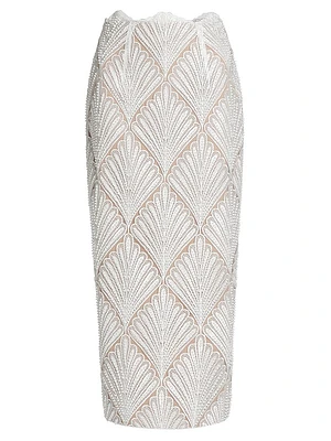 Harper Scalloped Lace Pencil Midi-Skirt