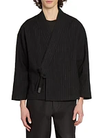 Pinstriped Cotton-Blend Jacket